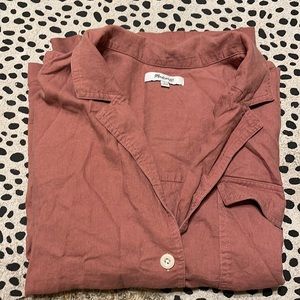 Button down linen blend t shirt